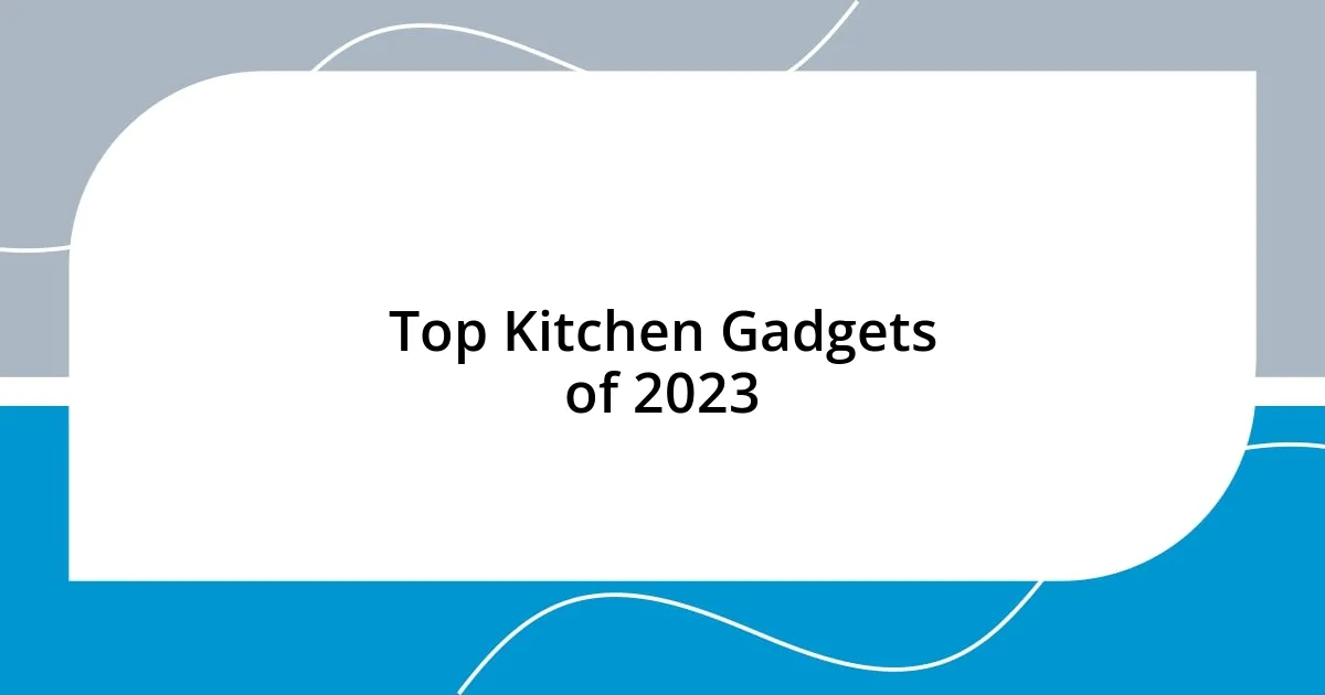 Top Kitchen Gadgets of 2023